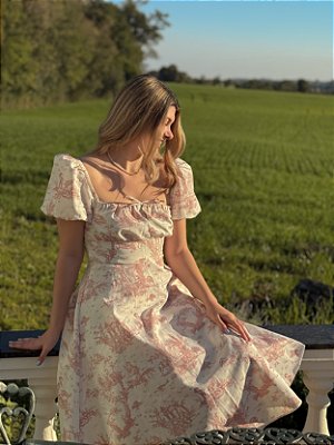 Vestido Alvorada Toile de jouy Rosé