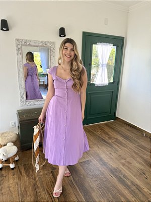 Vestido Lívia Manga Copinho Lilás