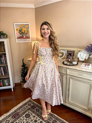 Vestido Serena Floral Tangerina