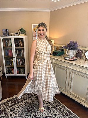 Vestido Katharine Xadrez Mocha