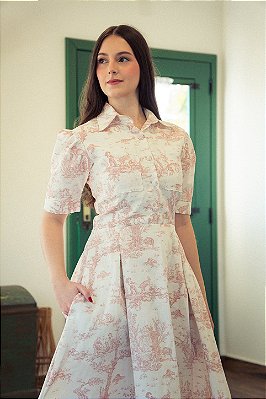 Vestido Golden Age Toile de Jouy Rosé