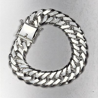 Pulseira elo duplo 21cm x 17mm fecho gaveta - prata 925