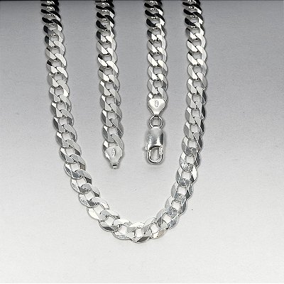 Corrente grumet 70cm x 8mm - prata 925