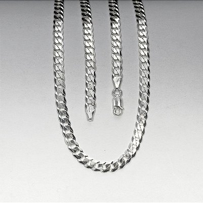 Corrente grumet 70cm x 6mm - prata 925