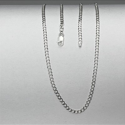 Corrente grumet 60cm x 3mm - prata 925