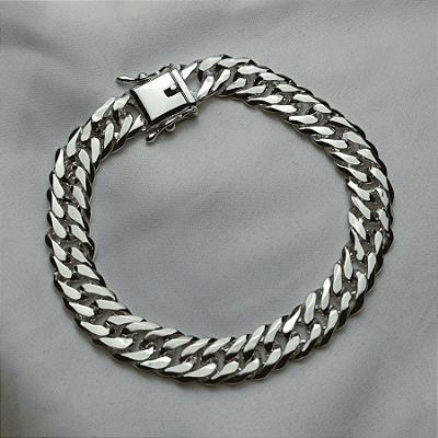 Pulseira elo duplo 21cm x 9,5mm fecho gaveta - prata 925