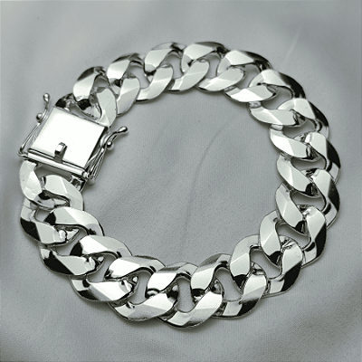 Pulseira grumet 21cm x 16,5mm fecho gaveta - prata 925