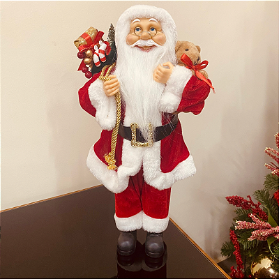 Papai Noel c/ Urso laço Vermelho 45cm