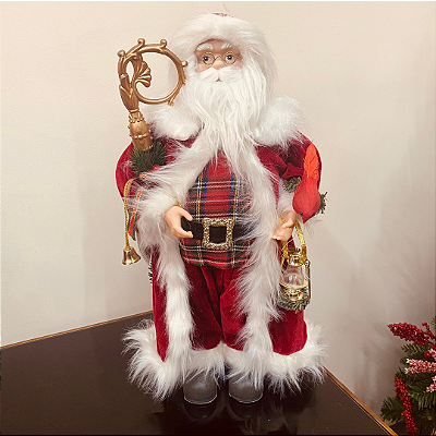 Papai Noel c/ Bastão e Passarinho 47cm