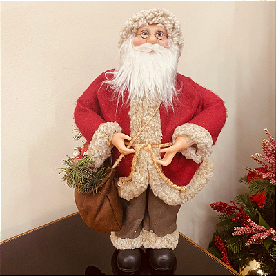 Papai Noel c/ Saco de Presentes e Pinha 46cm