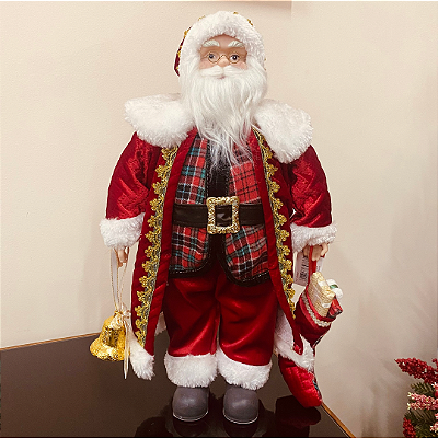 Papai Noel c/ Saco de Meia e Sino 47cm