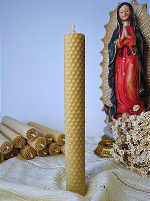 Vela de Cera de Abelha Alveolada 20cm x 3,0cm