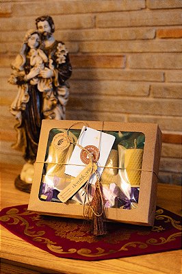 Kit Advento c/ 4 Velas de Cera de Abelha Alveolada de 10cm x 4cm