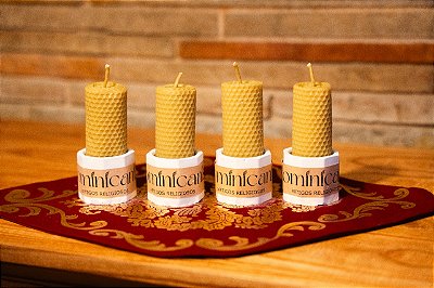 Kit c/ 4un. - Vela de Cera de Abelha Alveolada 10cm x 4,0cm c/ Pote