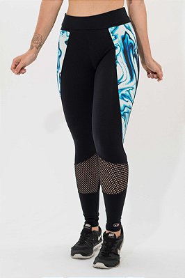 Legging Supplex com Tela e Detalhe Acqua
