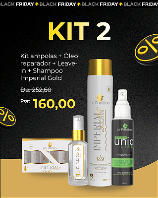 Kit 2 Ampola imperial, Óleo Imperial E Leave-in Uniq Liss