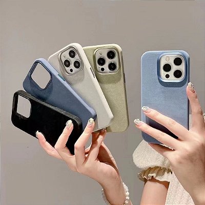 Capa Megsafe indução Magnética Camurça Couro De Proteção Total Para IPhone