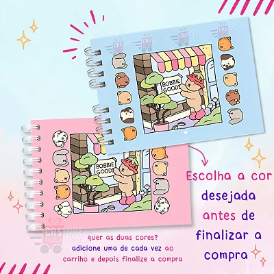 Livro de Colorir Bobbie Goods    50 Desenhos Capa Dura Rosa e Azul Pintura Bob Comfy Cozy Book