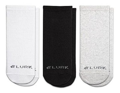 Kit 3 Meias Soquetes Preto, Branco E Mescla Lurk