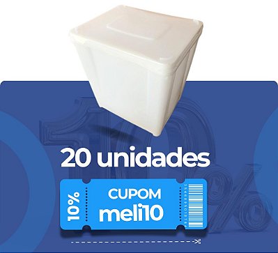 Pote Retangular 10L BPA Free - Kit 20 Peças