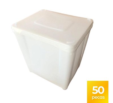 Pote Retangular 10 Litros com Tampa Atoxico BPA Free - Kit 50 Peças