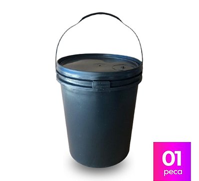 Balde 18 Litros Reciclado Preto Tampa Lacre e Alça Plástica