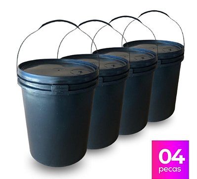 Balde 18L Reciclado Preto - Kit com 04 Peças