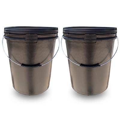 Baldes de 18 litros com alça metálica e Tampa de Segurança - Kit 02 Peças