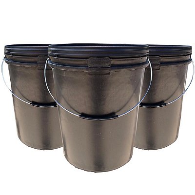 Baldes Multiuso de 18 litros com alça metálica e Tampa de Segurança - Kit 03 Peças
