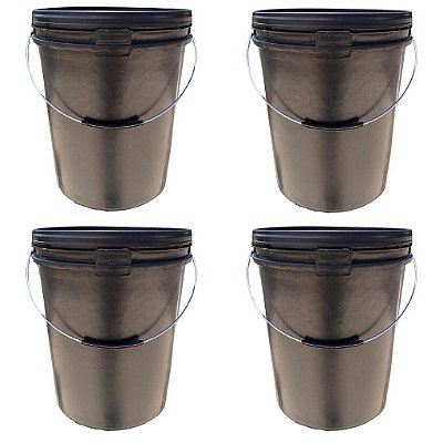 Baldes sustentáveis de 18 litros com alça metálica e Tampa de Segurança - Kit 04 Peças