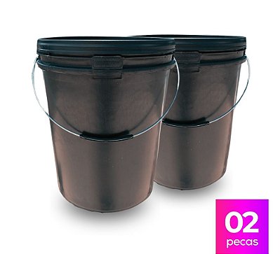 Balde 20 Litros Reciclado Preto - Kit com 02 Peças
