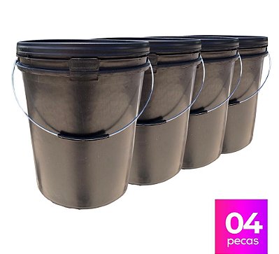 Balde 20L Reciclado Alça Metálica - Kit com 04 Peças
