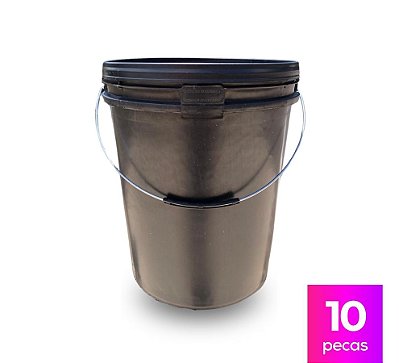 Balde 20L Reciclado com Alça Metálica Tampa de Segurança- 10 Peças