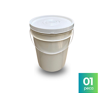Balde 20L Reciclado Branco Tampa Lacre e Alça Plástica