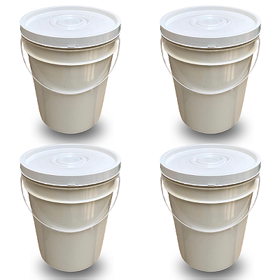Balde 20L Reciclado Branco - Kit com 04 Peças