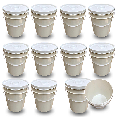 Balde 20 Litros Reciclado Branco - Kit com 10 Peças