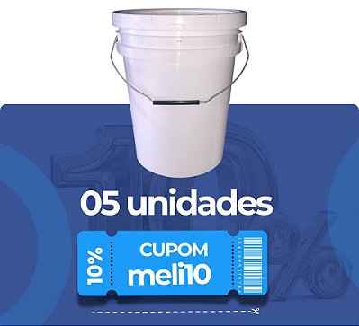 Balde 20L Tampa Lacre e Alça Metálica - 05 Peças