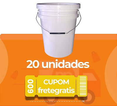 Balde 20L Branco Alça Metálica - Kit com 20 Peças