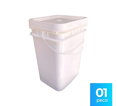 Balde 20 Litros Retangular com Tampa Lacre e Alça Plástica