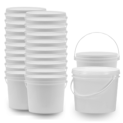 Balde 1.8 Litros Branco Atóxico com Tampa - Kit 20 Peças
