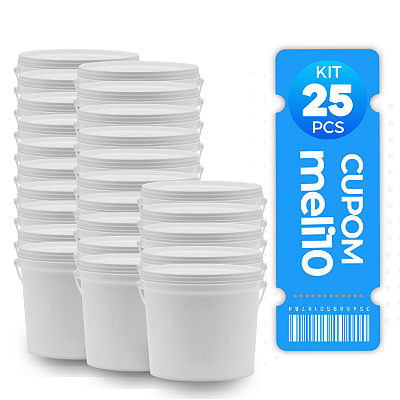 Balde 1.8L Branco Atóxico Tampa Lacre - Kit 25 Peças