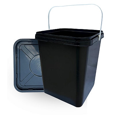Balde Quadrado 18 Litros com Tampa Lacre e Alça Plásticas