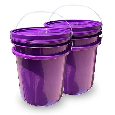 Balde Roxo Atóxico com Tampa Lacre 10 Litros - Kit 02 Peças