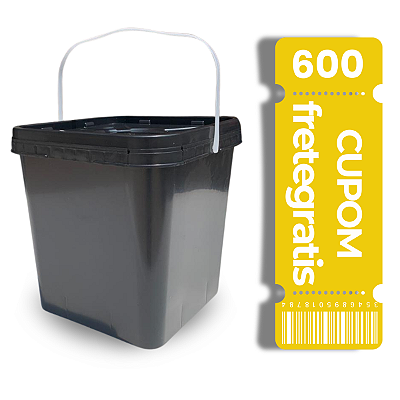 Balde Quadrado 16 Litros com Tampa Lacre Frete Grátis - 30 Peças