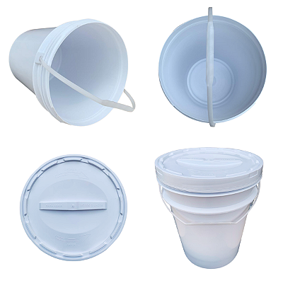 Balde com Tampa Rosqueavel de 20 Litros para Alimentos - Kit 04 Peças