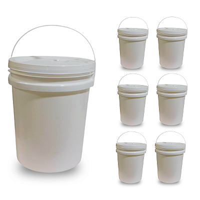 Balde 18l para Alimentos com Tampa Lacre Atoxico BPA Free - Kit 06 Peças