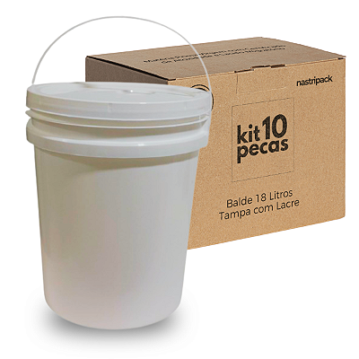 Balde 18 Litros com Tampa Lacre – Kit com 10 Peças