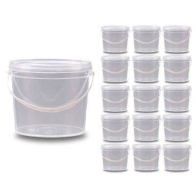 Balde Transparente com Tampa 2.2 Litros para Alimentos - Kit 15 Peças