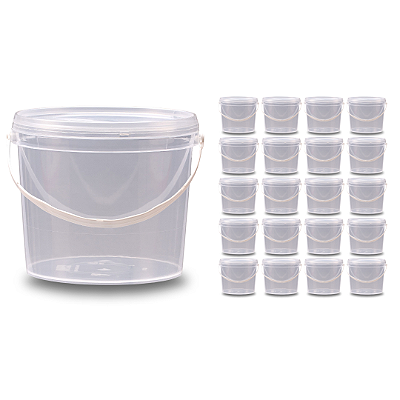 Balde para armazenar alimento 2.2L Transparente com Tampa Transparente - Kit 20 Peças