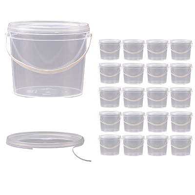 Balde 3.2L Transparente com Tampa Transparente - Kit 20 Peças